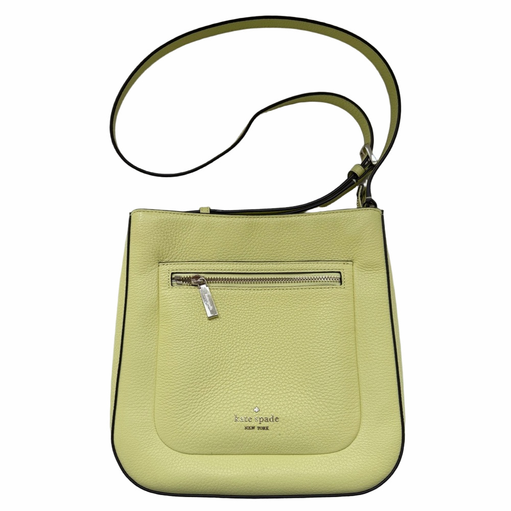Kate Spade Leila Top Zip Crossbody Bag Frosty Lime Yellow Pebbled Leather Purse